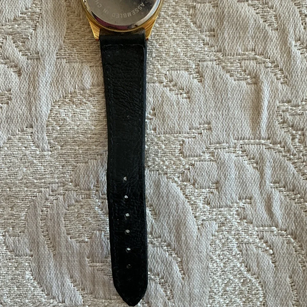 Vintage BD & A Boeing Airplane Leather Strap Men's Watch with Gold-Tone Case